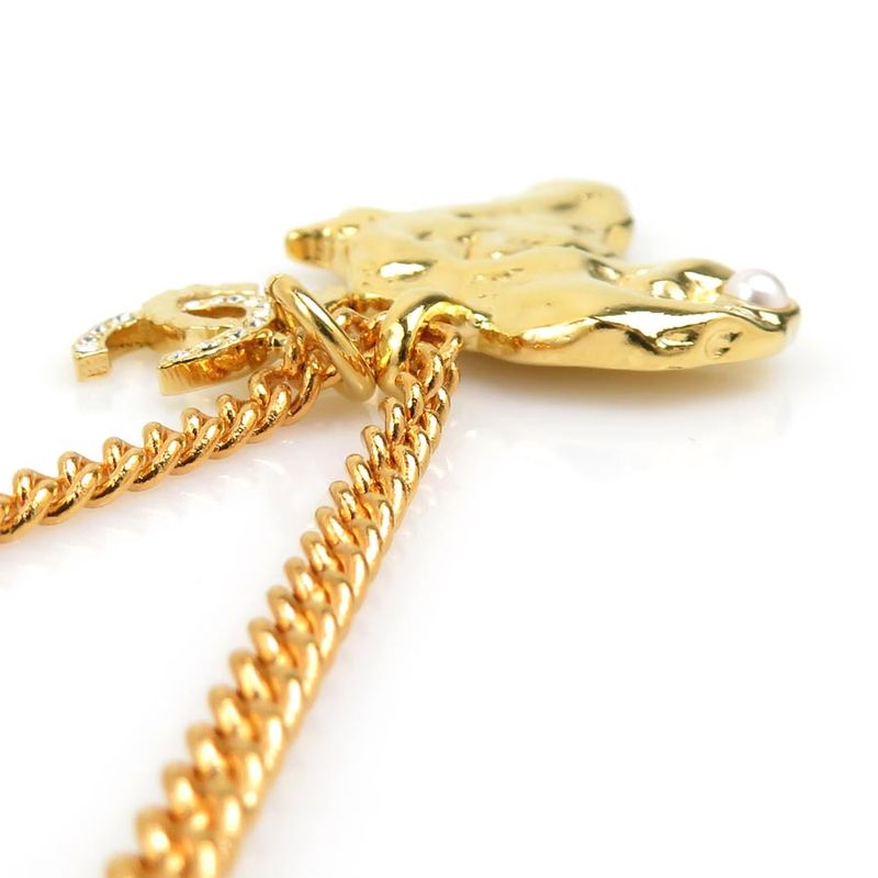 Chanel Camellia Gold Pendant Necklace — view 4
