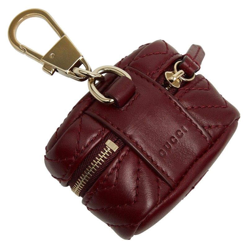 Gucci GG Marmont Double G Airpods Case Bold Wine Red Leather — view 2