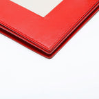 Celine Shoulder Bag Leather Frame Chain Red Beige — view 5