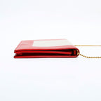 Celine Shoulder Bag Leather Frame Chain Red Beige — view 4