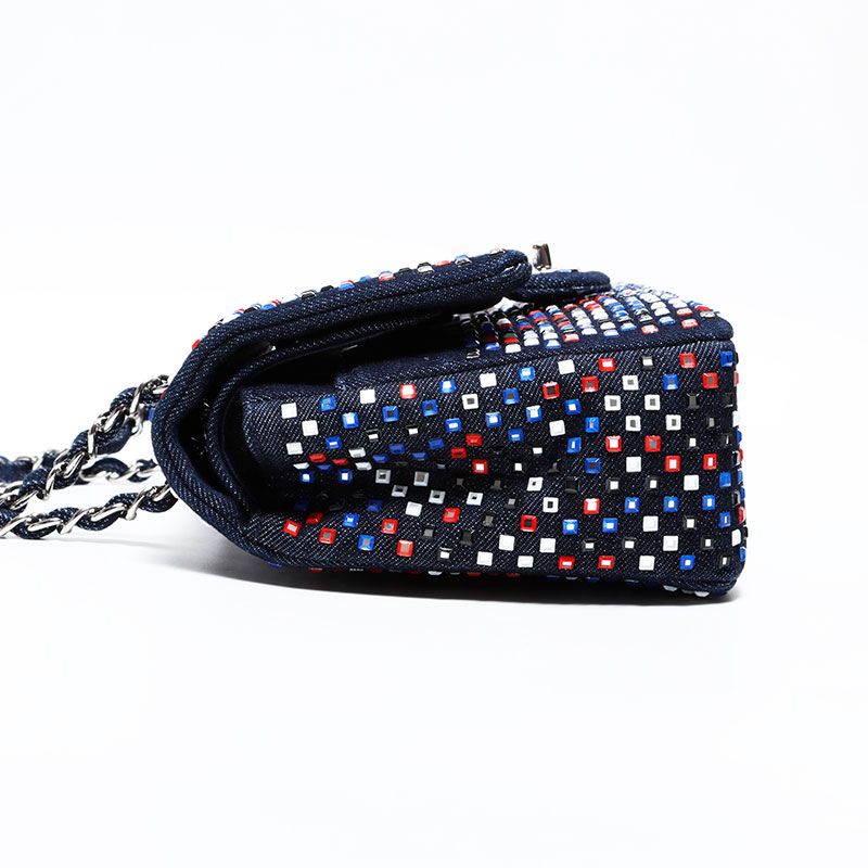 Chanel Shoulder Bag Crystal Flap Denim — view 3