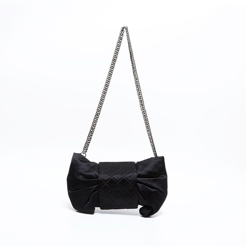 Chanel Shoulder Bag Satin Chain Ribbon — view 2