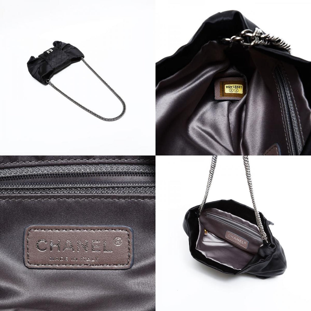 Chanel Shoulder Bag Satin Chain Ribbon — view 9