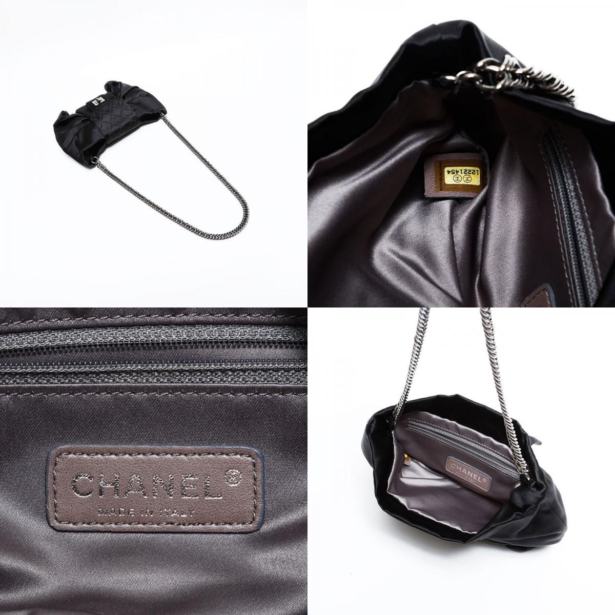 Chanel Shoulder Bag Satin Chain Ribbon — view 9