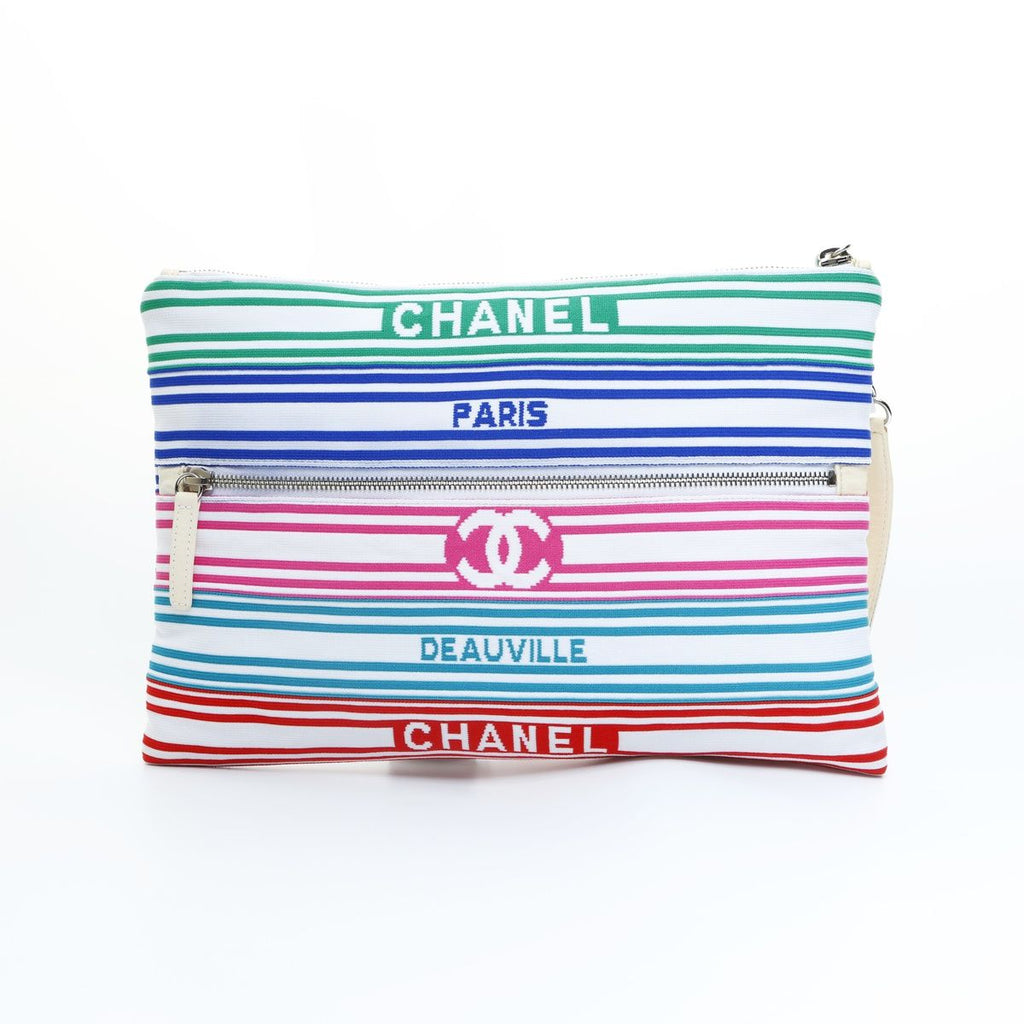 Chanel Clutch Cotton Canvas Multicolor CC Logo — view 6