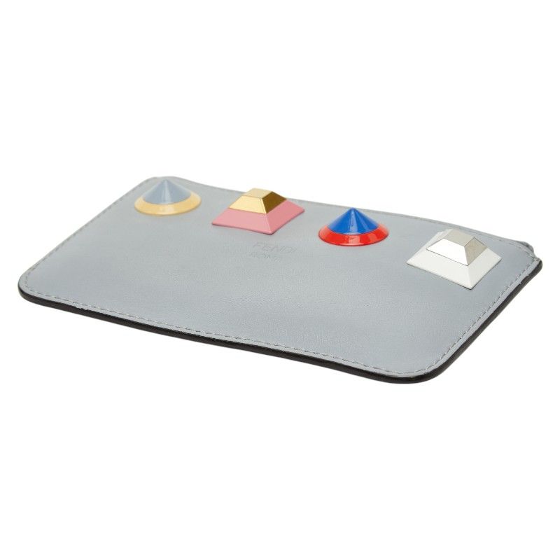 Fendi Studded Coin Case Key 8 Ap151 Gray Multicolor Leather — view 4