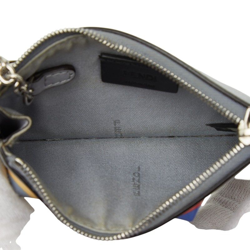 Fendi Studded Coin Case Key 8 Ap151 Gray Multicolor Leather — view 8