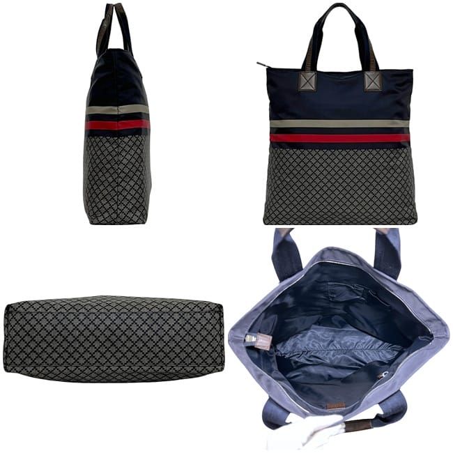 Gucci Tote Bag Navy Red Diamante Lightweight Light — view 3