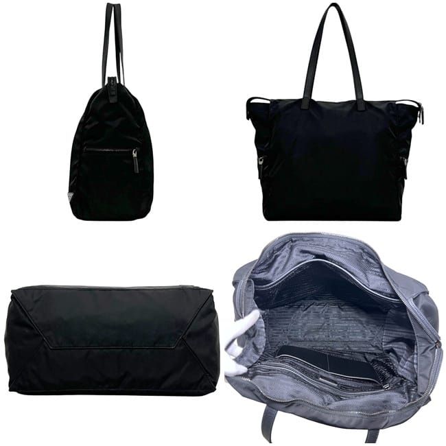 Prada Tote Bag Black Nero Tessuto 2 Vg026 — view 6