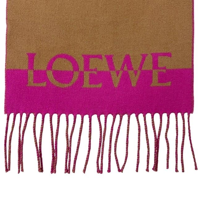 Loewe Muffler Beige Pink Cleaned Wool 90% Scarf — view 5
