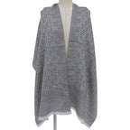 Gucci Wool Silk Blend GG Pattern Fringe Shawl Gray 45 180 cm — view 2