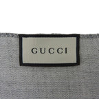 Gucci Wool Silk Blend GG Pattern Fringe Shawl Gray 45 180 cm — view 6