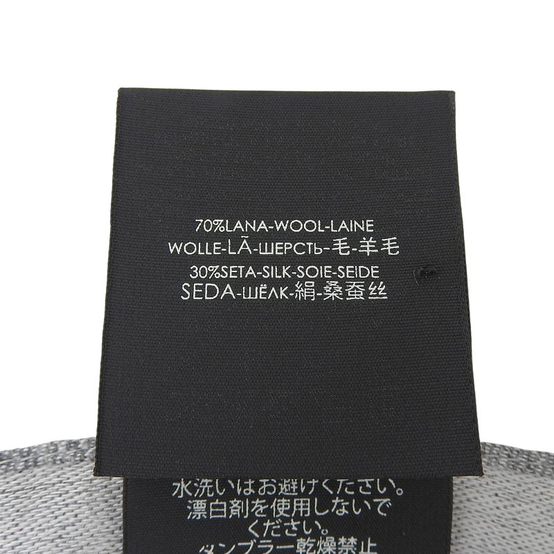 Gucci Wool Silk Blend GG Pattern Fringe Shawl Gray 45 180 cm — view 7