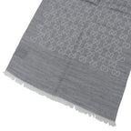 Gucci Wool Silk Blend GG Pattern Fringe Shawl Gray 45 180 cm — view 4