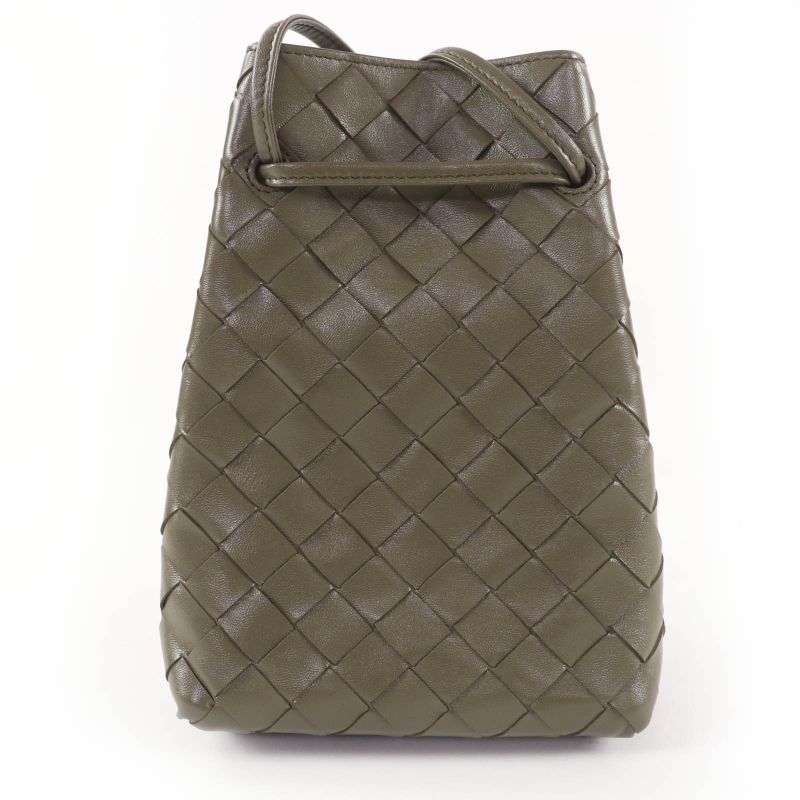 Bottega Veneta Intrecciato Leather Shoulder Bag in Khaki with Dust — view 4