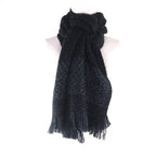 Chanel Cashmere Blend Coco Mark Embroidered Lame With Fringe Large Shawl Black — view 7