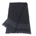 Chanel Cashmere Blend Coco Mark Embroidered Lame With Fringe Large Shawl Black — view 3
