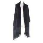 Chanel Cashmere Blend Coco Mark Embroidered Lame With Fringe Large Shawl Black — view 4