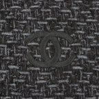 Chanel Cashmere Blend Coco Mark Embroidered Lame With Fringe Large Shawl Black — view 9