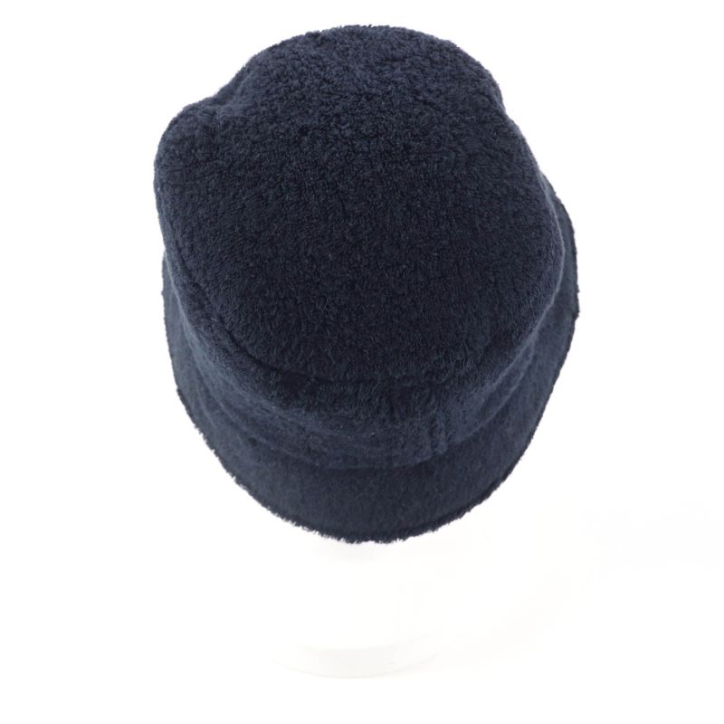 Chanel 21 V 100% Cotton Coco Mark Plate Pile Bucket Hat Navy — view 3