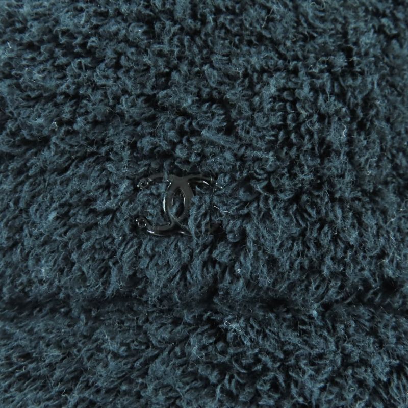 Chanel 21 V 100% Cotton Coco Mark Plate Pile Bucket Hat Navy — view 5