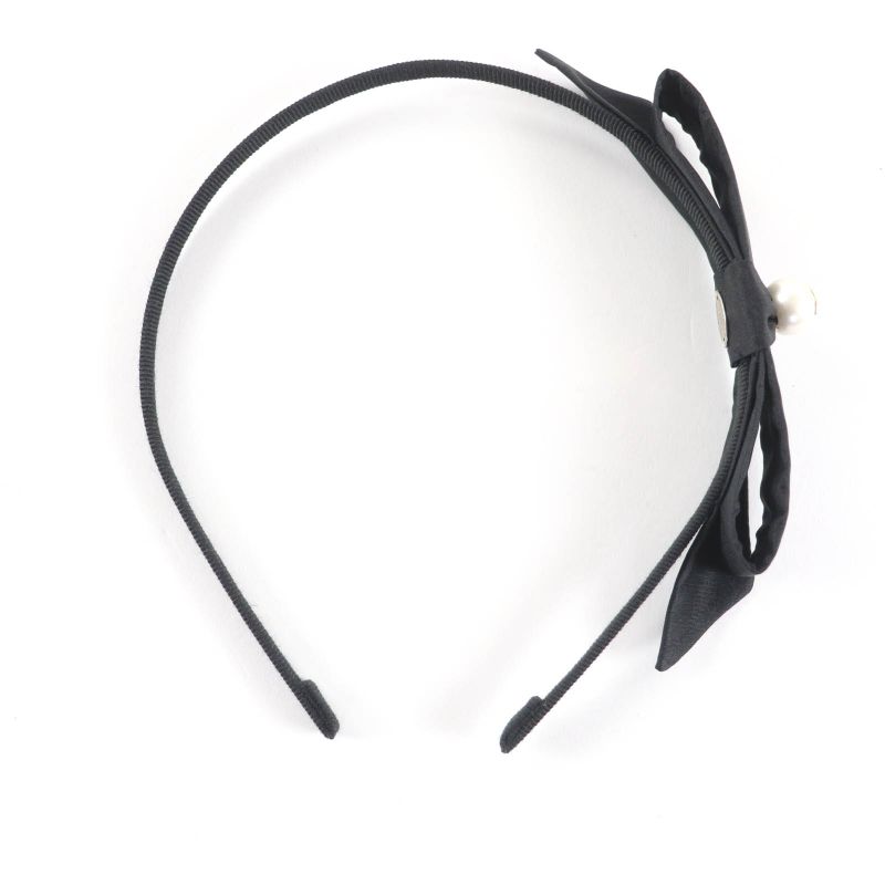 Chanel 25 P Aaa845 Coco Mark Ribbon Headband With Faux Pearl Hair Accessory — view 5