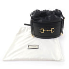 Gucci Hosebit Leather Bucket Bag Shoulder Black Gold Hardware — view 3