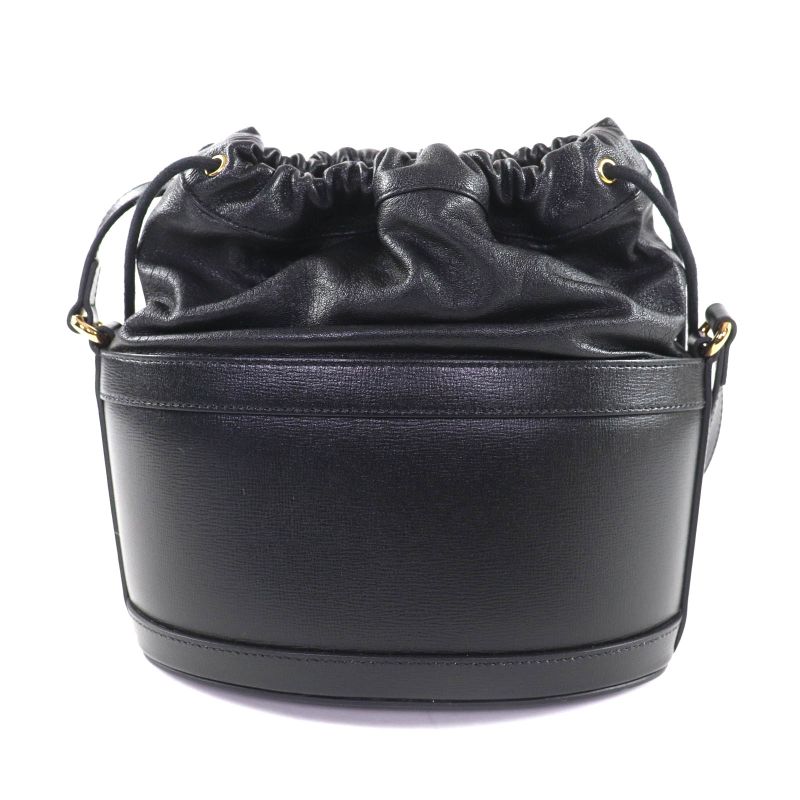 Gucci Hosebit Leather Bucket Bag Shoulder Black Gold Hardware — view 4