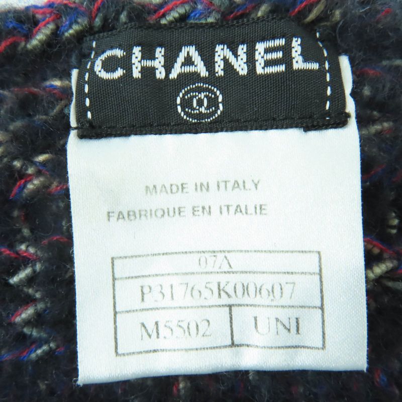 Chanel 07 A Wool Angora Cashmere Blend Coco Mark Knit Scarf — view 6