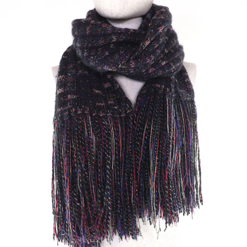 Chanel 07 A Wool Angora Cashmere Blend Coco Mark Knit Scarf — view 3
