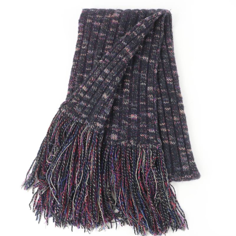 Chanel 07 A Wool Angora Cashmere Blend Coco Mark Knit Scarf — view 2