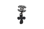 Chanel CC Logo Drop Earrings 01 Metal Rhinestone Black Clear — view 2