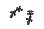 Chanel CC Logo Drop Earrings 01 Metal Rhinestone Black Clear — view 7