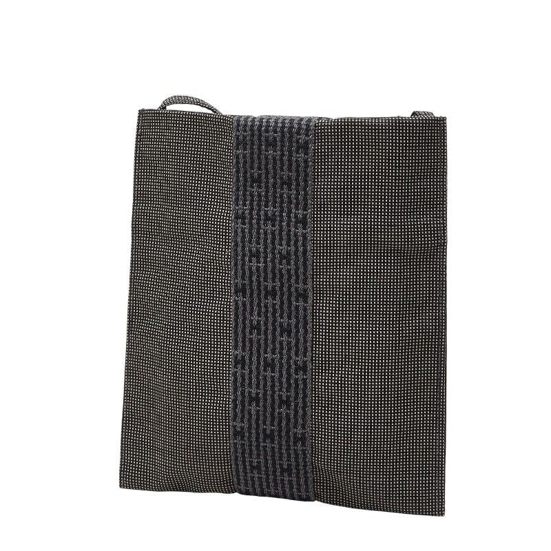 Hermes Her Line Crossbody Bag Sacoche Gray Black Canvas — view 3