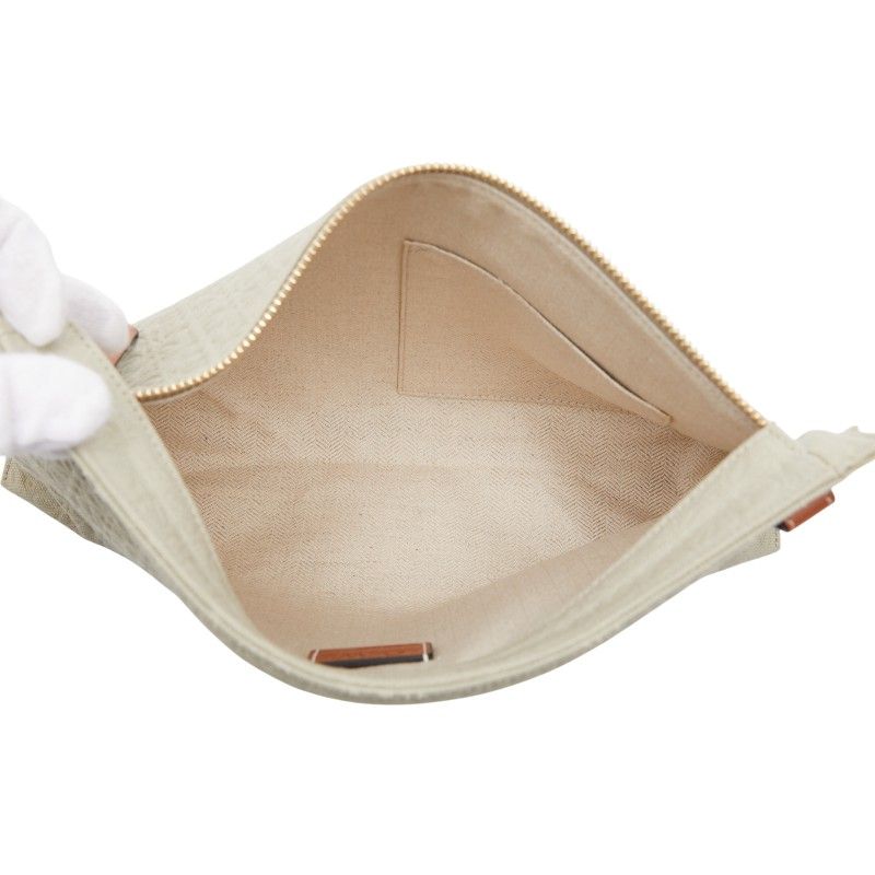 Loewe Repeat Anagram T Pouch Light Green Brown Canvas Leather — view 9