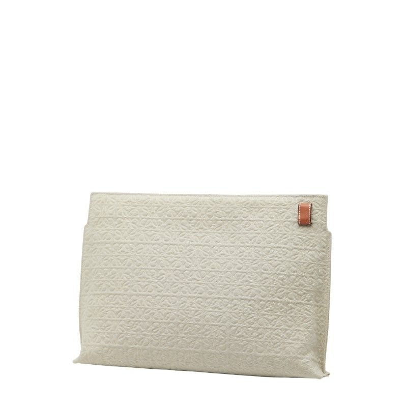 Loewe Repeat Anagram T Pouch Light Green Brown Canvas Leather — view 3