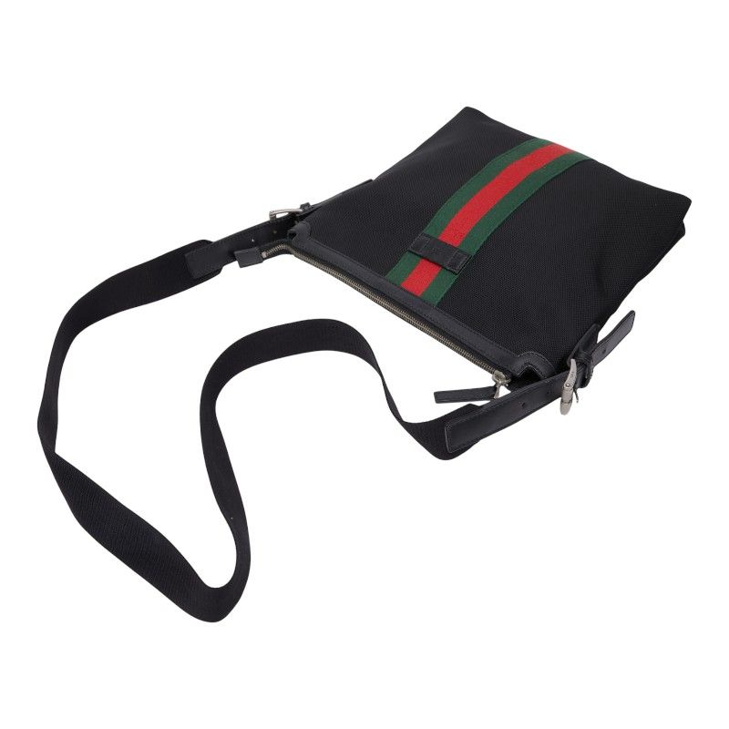 Gucci Sherry Line Crossbody Bag Black Nylon Leather — view 5