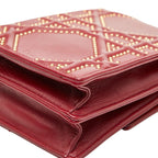 Diorama Studded Chain Shoulder Bag Red Gold Leather — view 7