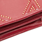 Diorama Studded Chain Shoulder Bag Red Gold Leather — view 9