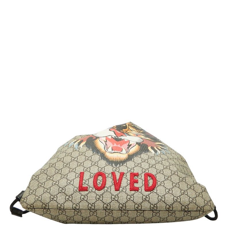 Gucci GG Supreme Angry Cat Rucksack Backpack Beige Black Nylon — view 4