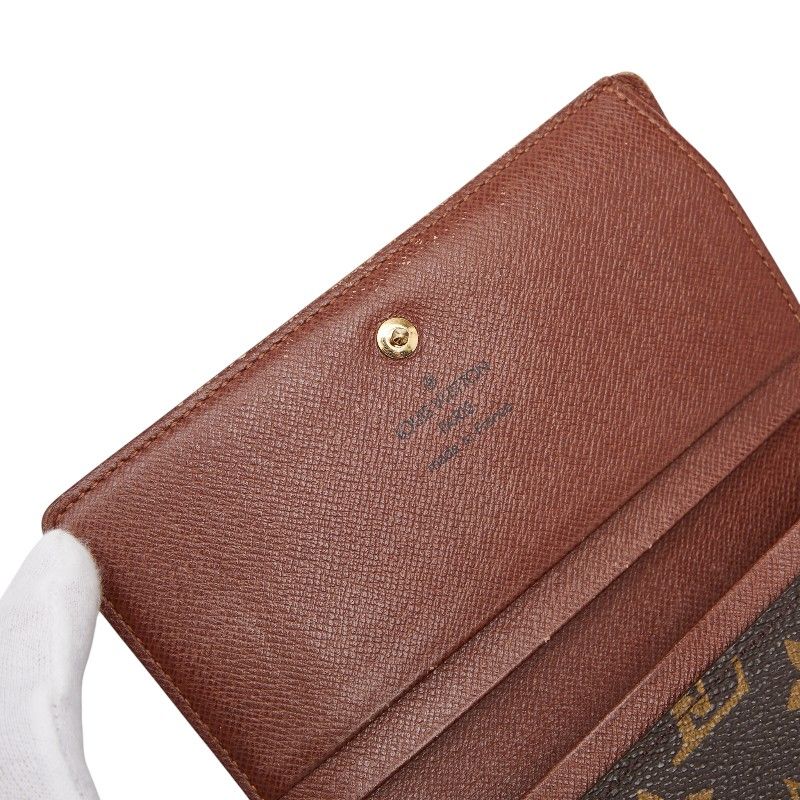 Louis Vuitton Monogram Porte Monnaie Bier Tresor Brown Leather — view 7
