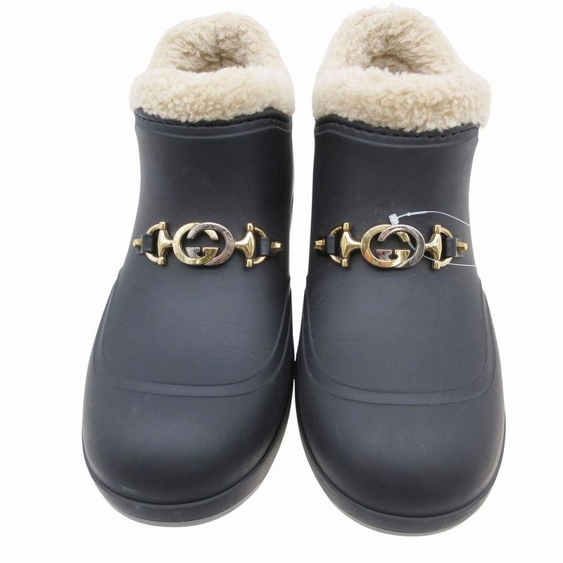 Gucci Interlocking G Rubber Boots Shoes Black Size 7 — view 3