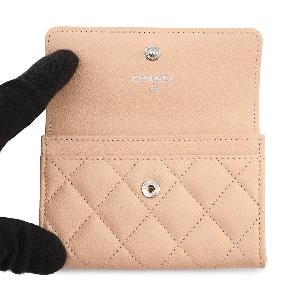 Chanel Card Case Quilted CC Logo Caviar Leather Business — view 4