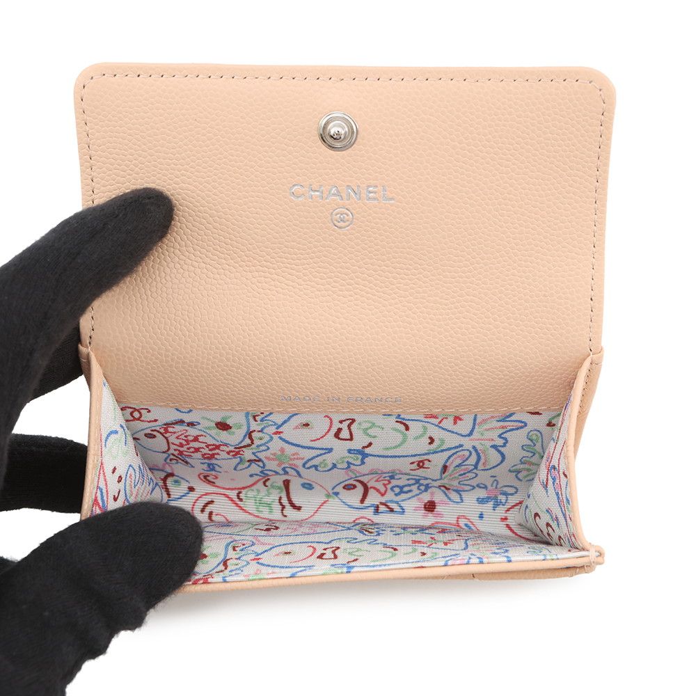 Chanel Card Case Quilted CC Logo Caviar Leather Business — view 5