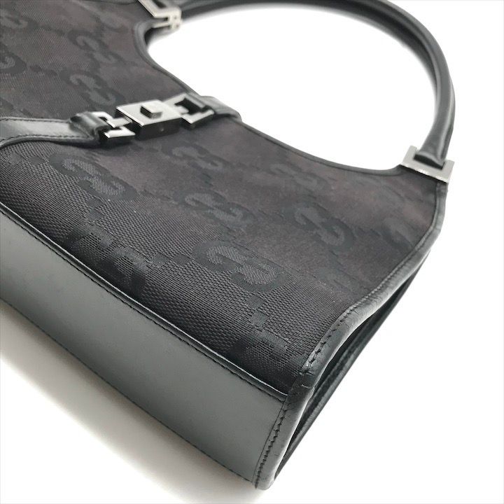Gucci GG Canvas Jackie Mini Hand Bag Shoulder Black Leather Bag — view 4