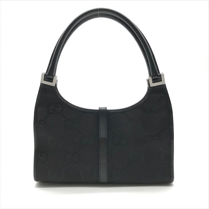 Gucci GG Canvas Jackie Mini Hand Bag Shoulder Black Leather Bag — view 2