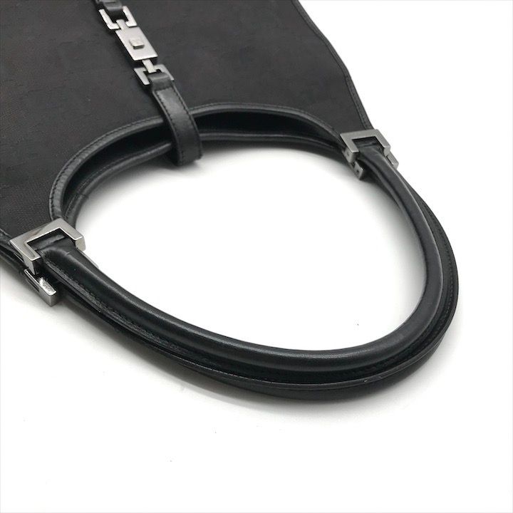 Gucci GG Canvas Jackie Mini Hand Bag Shoulder Black Leather Bag — view 6