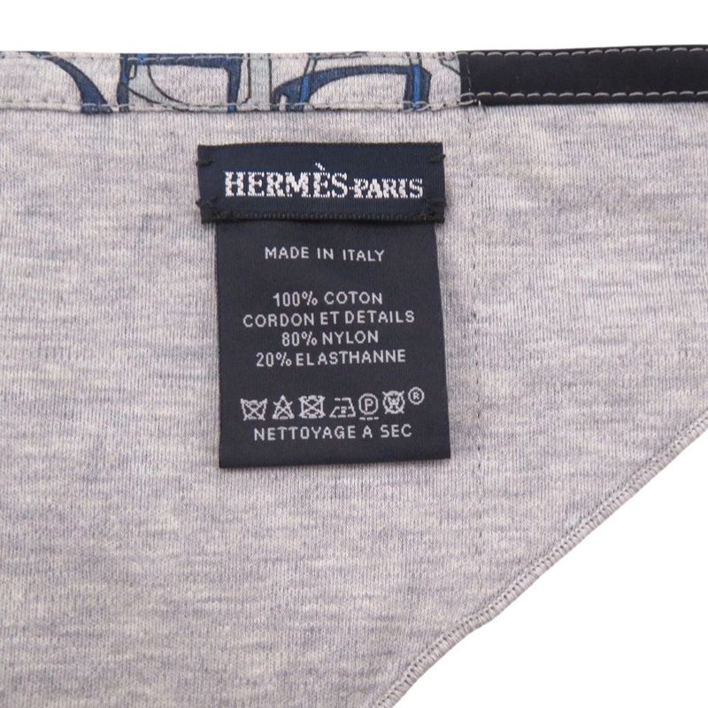 Hermes City Running Triangle Carre Cotton Nylon Polyurethane Glycine Ash Scarf — view 5