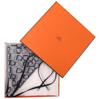 Hermes City Running Triangle Carre Cotton Nylon Polyurethane Glycine Ash Scarf — view 2