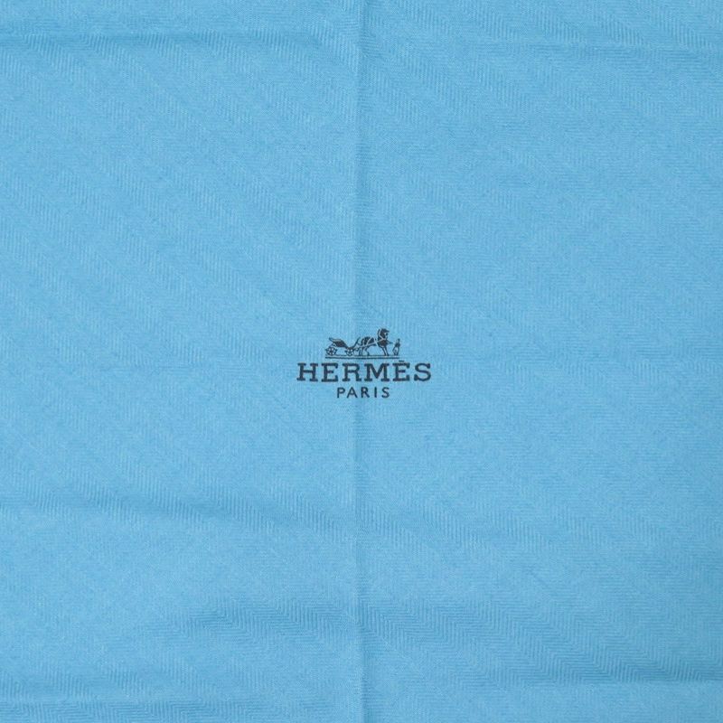 Hermes Losange Logo Cashmere Silk Blue Scarf 0323 — view 4